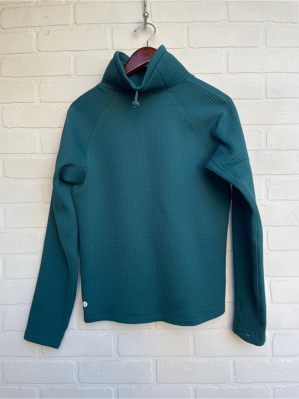 Lululemon waffle knit funnel long sleeve shirt teal